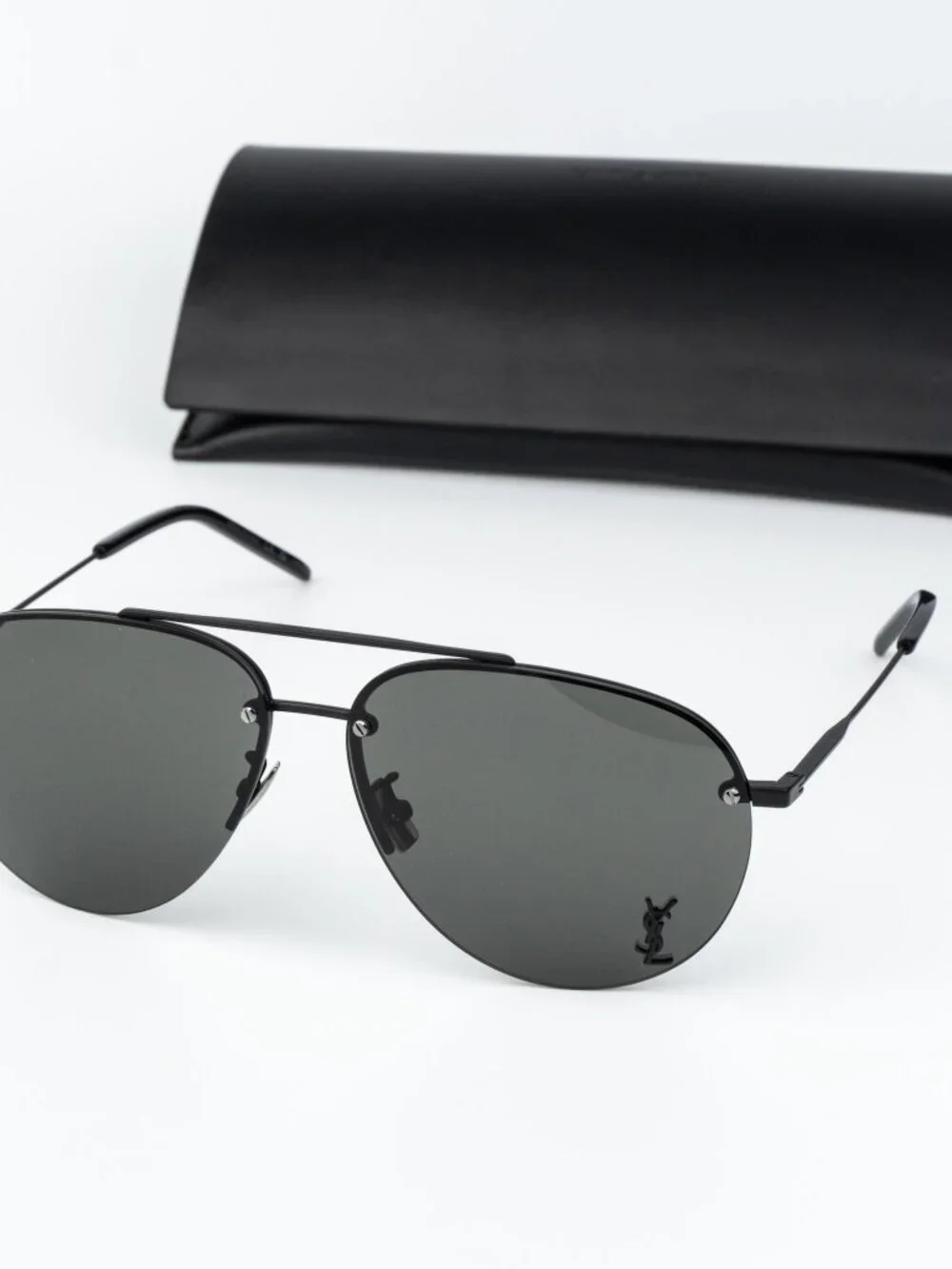 Saint Laurent Men Sunglasses Matte Black Pilot CLASSIC11/F M 005 NEW AUTHENTIC